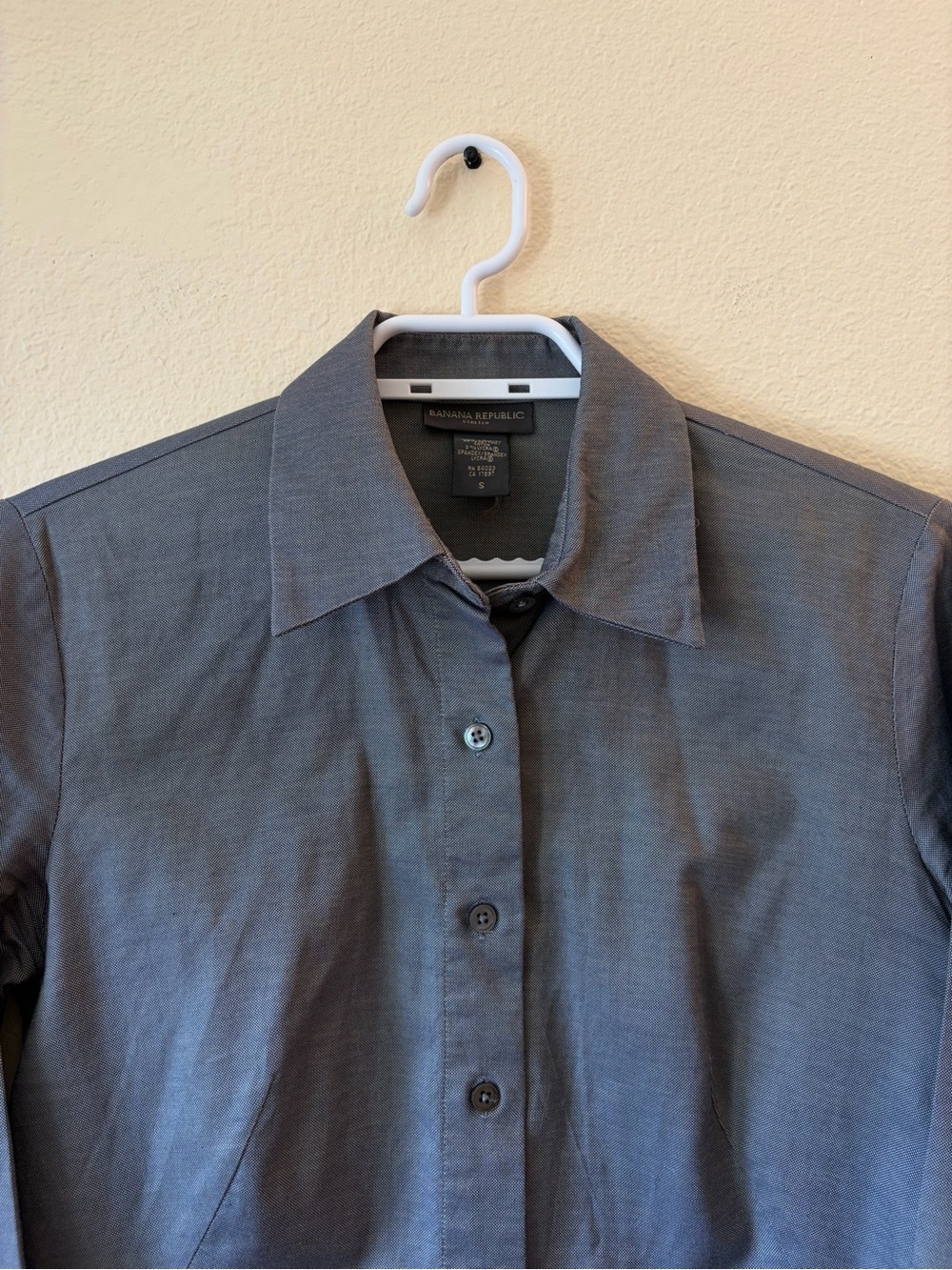 Banana Republic Gray Cotton Button Down Shirt Women’s Long Sleeve Career Office - Picture 6 of 7
